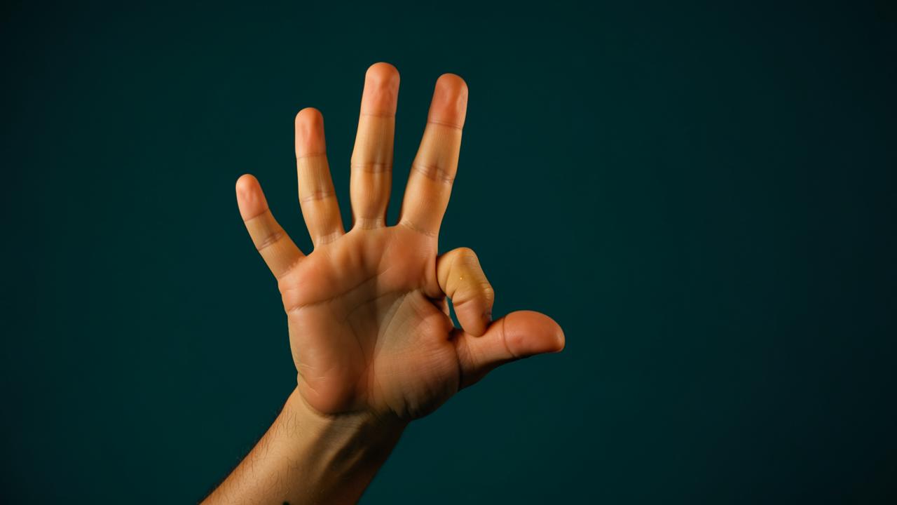 A hand forming the Libras sign for thank you